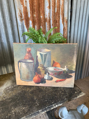 A post-impressionist still life oil on canvas - jug and bowl