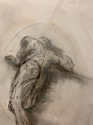 An original Renaissance style anatomical pen and ink drawing of a male nude (2)