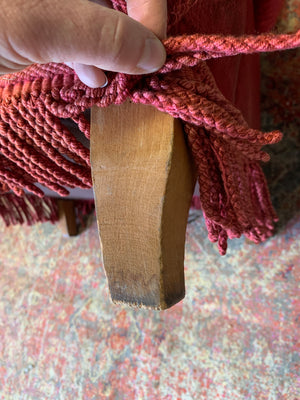 A pair of French red velvet armchairs