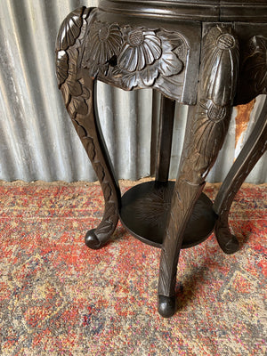 A Chinese black ebonised jardinière pedestal stand