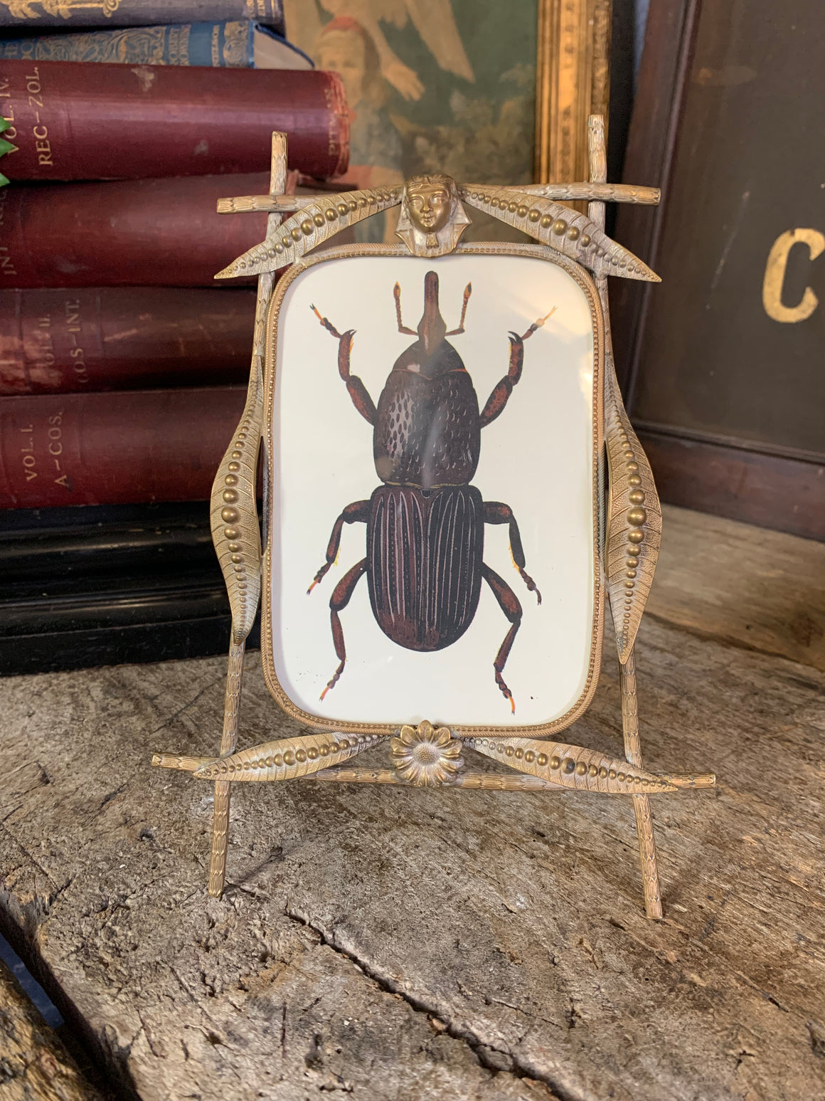 A gilt bronze Egyptian Revival Pharaoh head picture frame