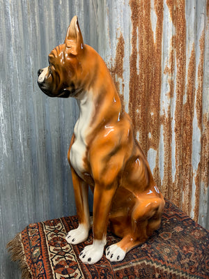 A large Italian Ceramiche Boxer dog statue
