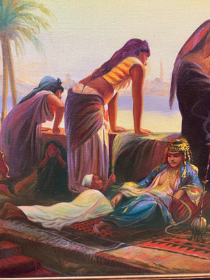 A large Orientalist oil painting ~ 113cm