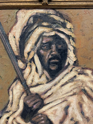 A large oil portrait painting of a Berber gentleman