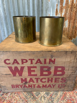 A WWI trench art brass shell casing jardiniere or wine cooler ~ 1915