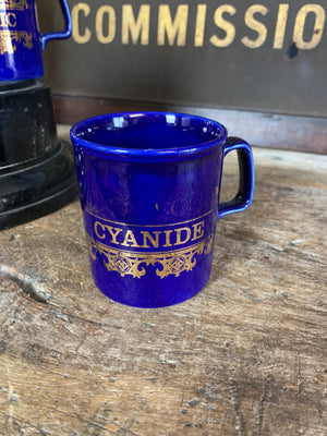 A full set of six cobalt blue apothecary mugs