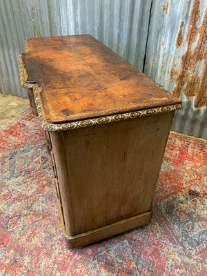 A Victorian limed oak pedestal desk