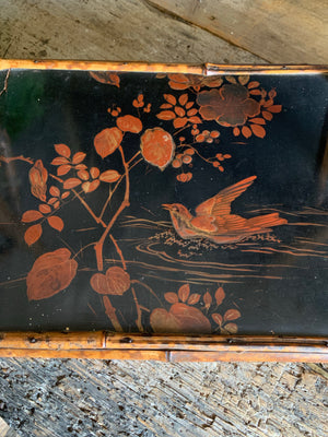 A tiger bamboo Chinoiserie dressing table mirror