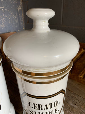 A pair of very large ceramic apothecary jars