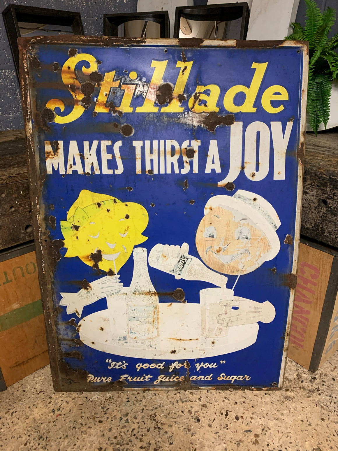 A large Mid-Century Robertson’s Stillade enamel advertising sign