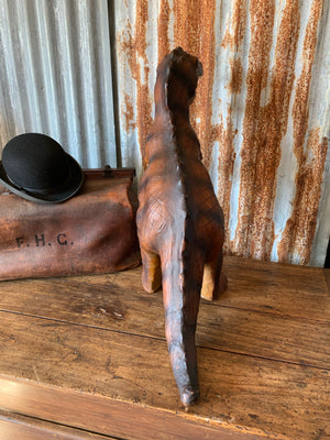 A very large mid century brown leather T Rex (68cm)