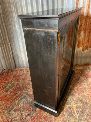 A Victorian single door ebonised pier display cabinet