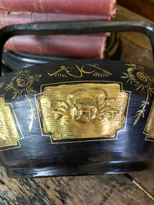 A Chinese black lacquer wedding basket