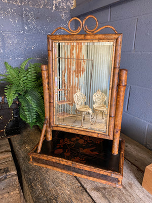 A tiger bamboo Chinoiserie dressing table mirror
