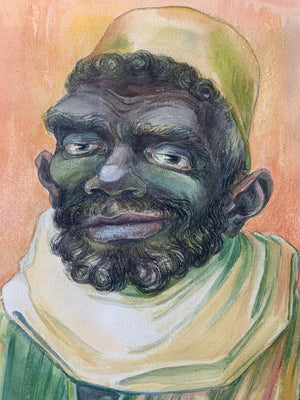 A mid-century watercolour portrait of an Arab gentleman