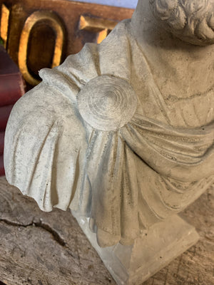 A cast stone bust of Roman Emperor Antoninus Pius