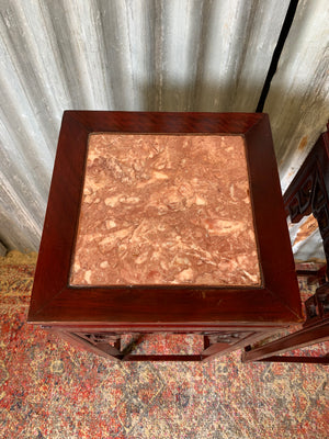 A pair of Chinese marble pedestal stands