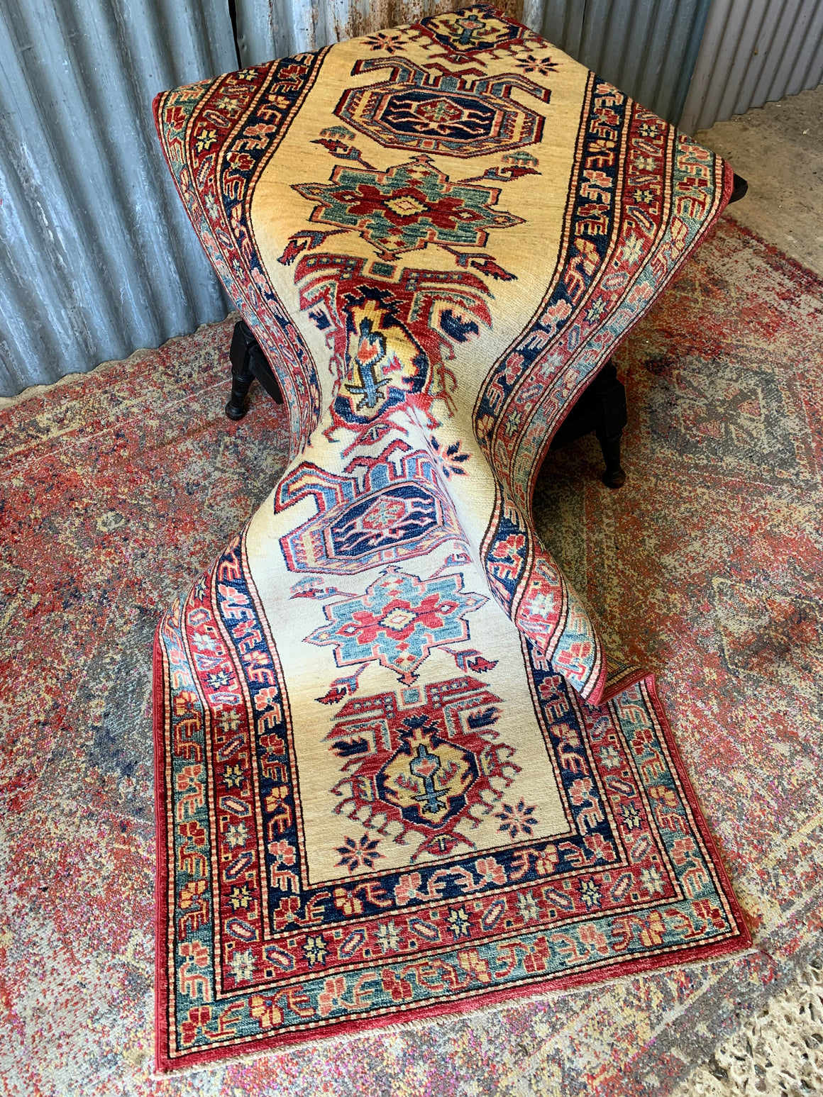 A cream ground Persian runner- 213cm x 80cm