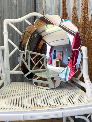 A large Art Deco flower convex mirror