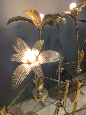 Large Hollywood Regency brass palm tree table lamp