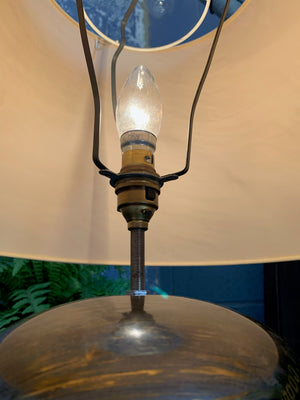 A large Victorian style toleware table lamp