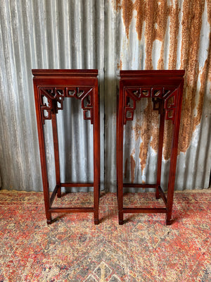 A pair of Chinese marble pedestal stands