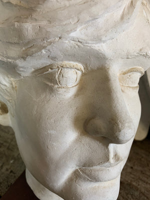 A large Mid-Century white plaster head - signed