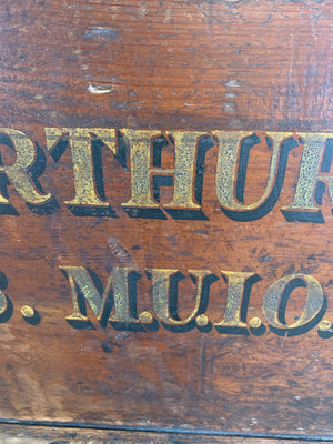 A Manchester Oddfellows wooden trunk