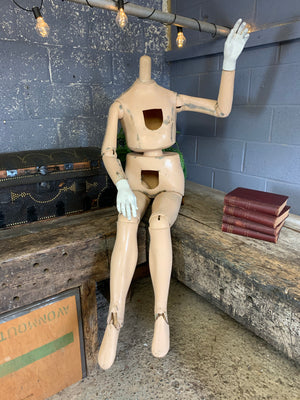 A vintage articulated full form mannequin or lay figure