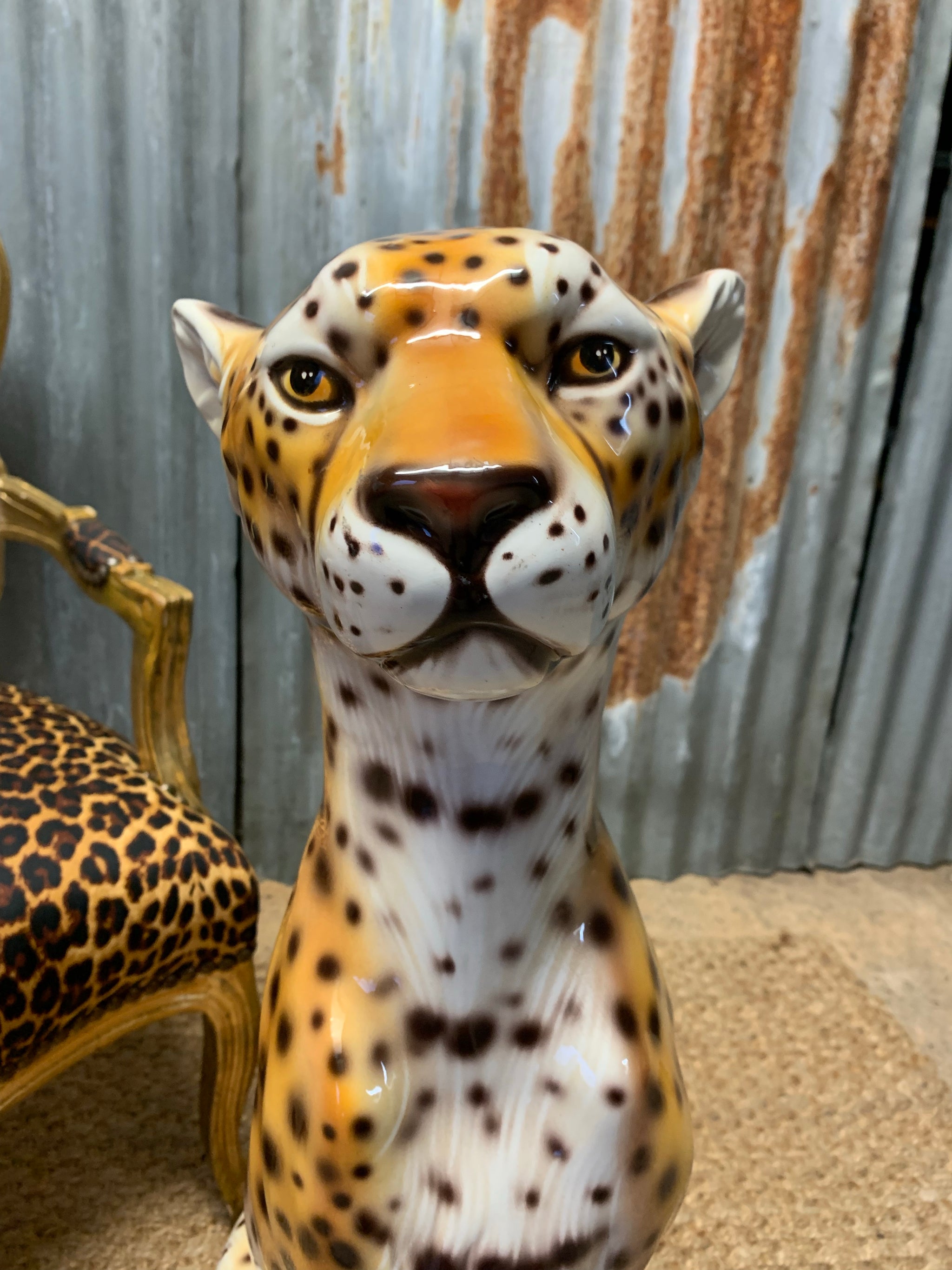 A very large mid 20th century cheetah statue - Belle and Beast Emporium