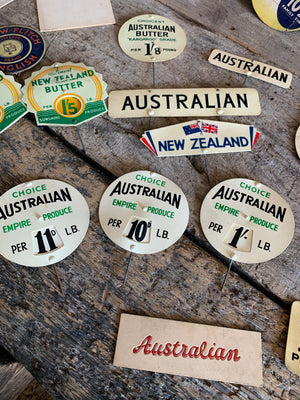 A large collection of butcher's and grocer's labels