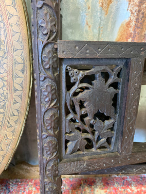 An Anglo-Indian folding tray table with peacock motif
