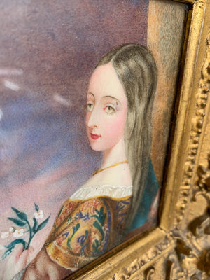 A 19th Century signed original miniature portrait of a woman 1839