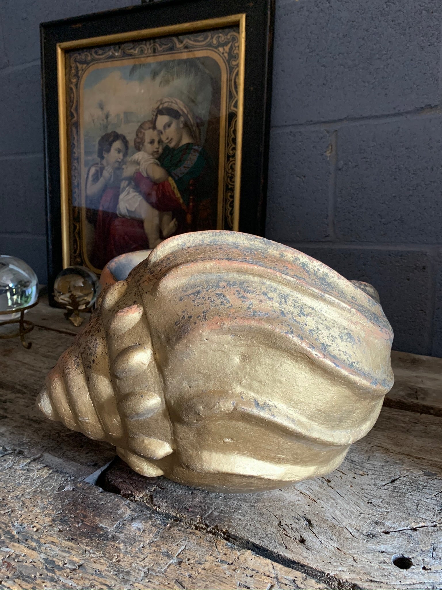 A large terracotta seashell planter - Belle and Beast Emporium