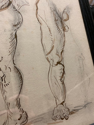 An original Renaissance style anatomical pen and ink drawing of a male nude (1)