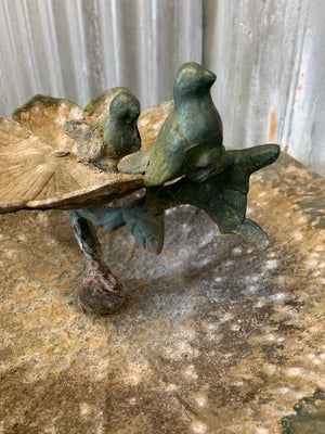 A large water lily bird bath