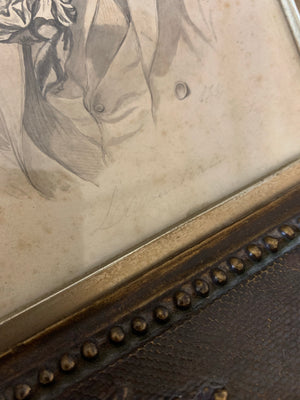 A 19th Century framed and signed pencil portrait of Alphonse de Lamartine