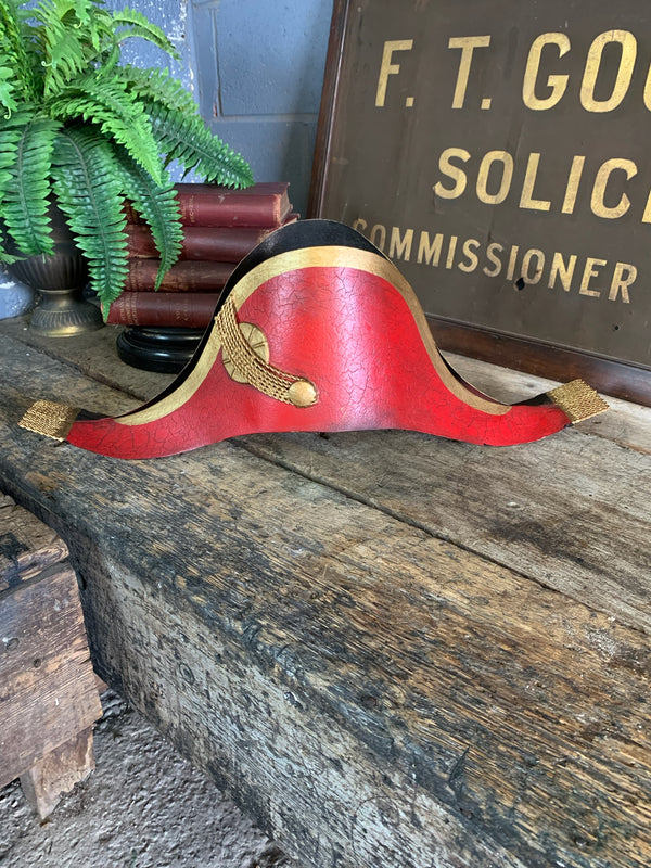 A toleware bicorn hat trade sign - Belle and Beast Emporium