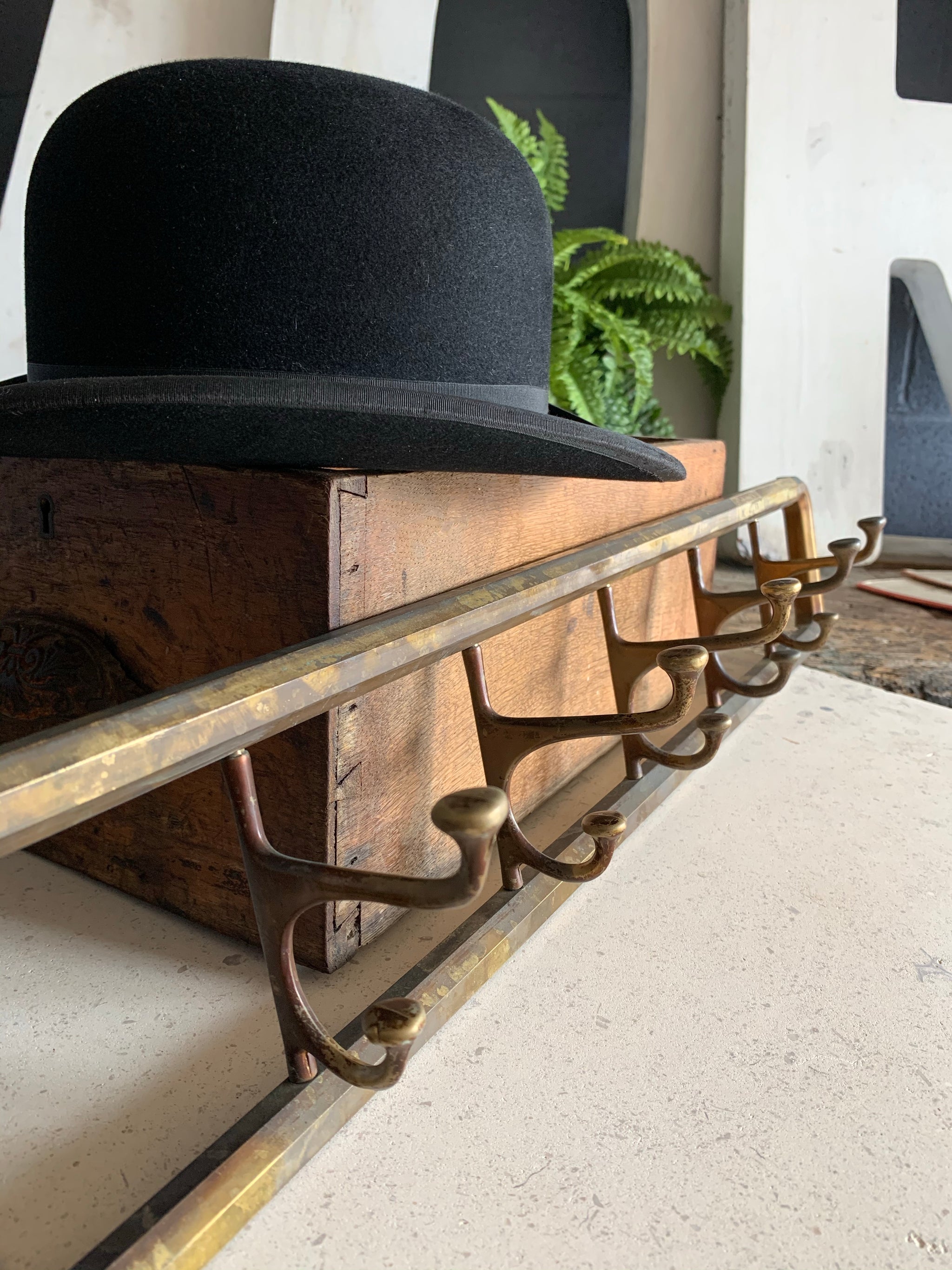 Art Deco brass 5 swivel hook coat/hat rack - Belle and Beast Emporium