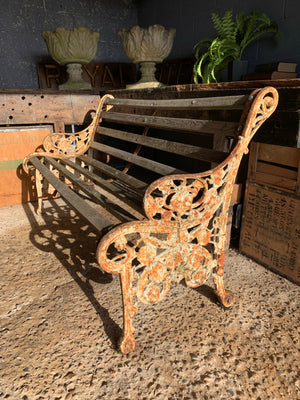 A rare Coalbrookdale Nasturtium pattern cast iron garden bench