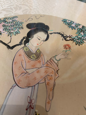 A pair of Chinese silk paintings