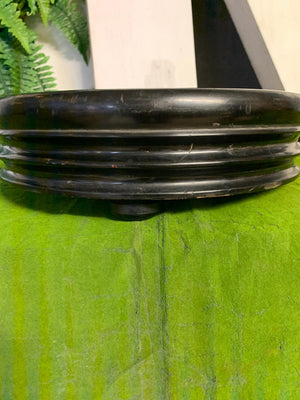 An ebonised wooden roulette wheel and green baize mat by Jaques of London
