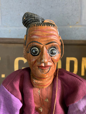 A pair of carved wooden Burmese fertility puppets