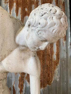 A cast stone garden statue of the Discobolus - 83cm