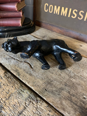 A rare mid century black leather panther (37cm)