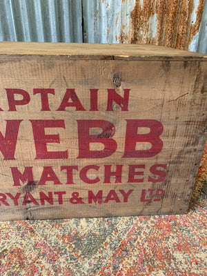 A very large advertising crate for Captain Webb matches by Bryant & May