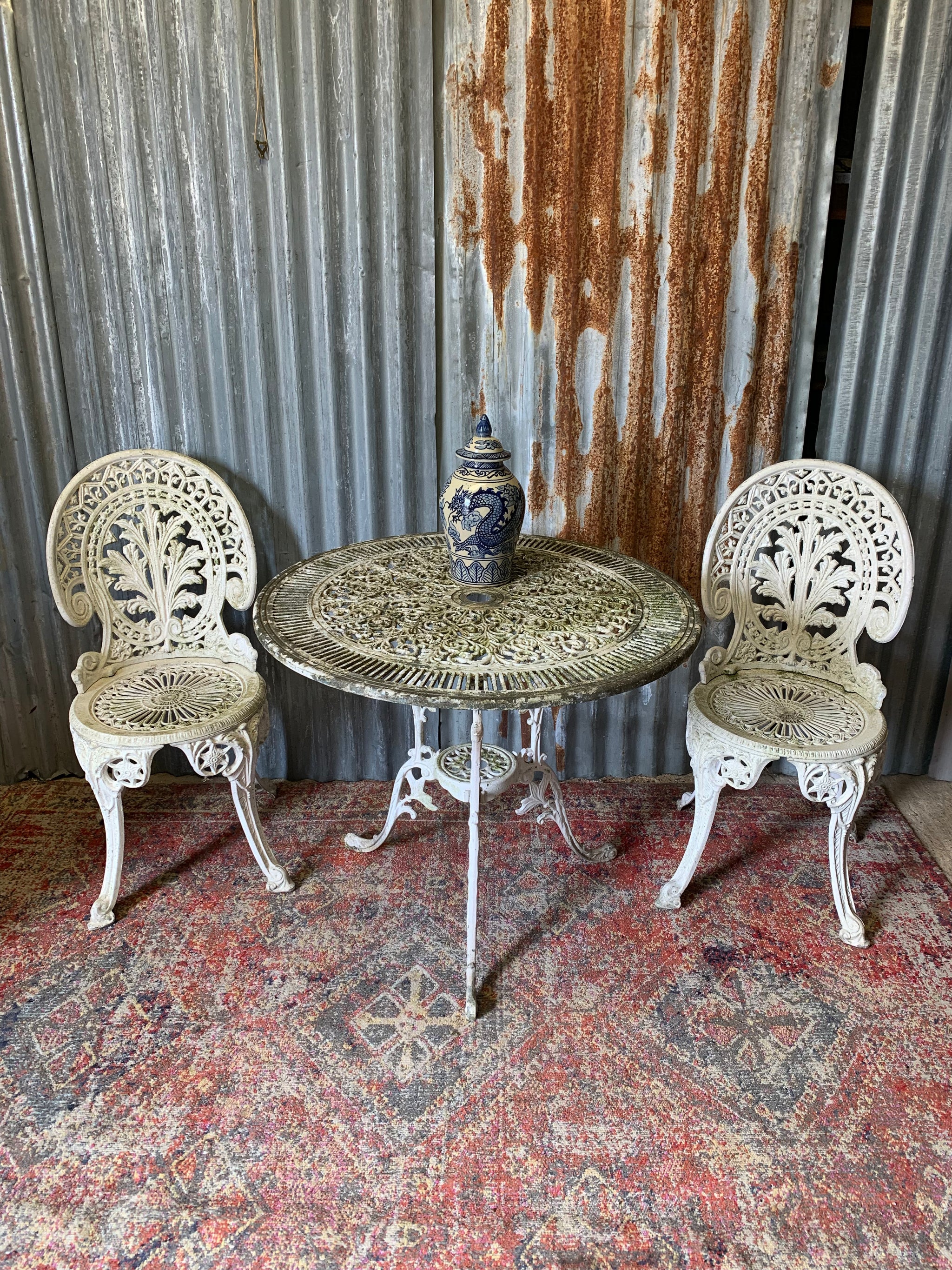 White cast iron best sale garden table and chairs
