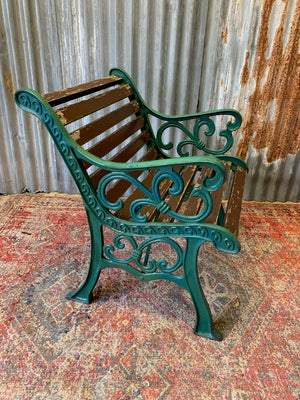 A Victorian-style cast iron bench seat