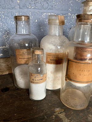 A set of French apothecary jars with their original labels