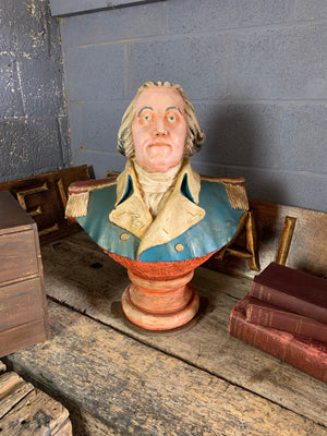 A painted plaster bust of George Washington